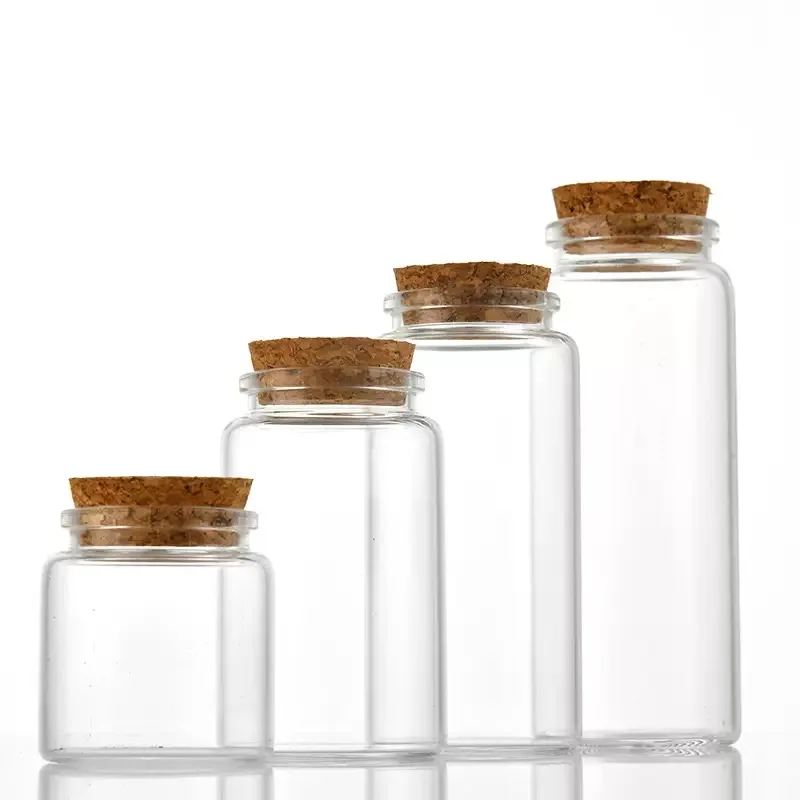 100X 50/60/90/100/120/150/200/240ml Glass Bottles With Cork Empty Sweets Food Grade Seal Storage Sand Jars Vials For Art Crafts 3