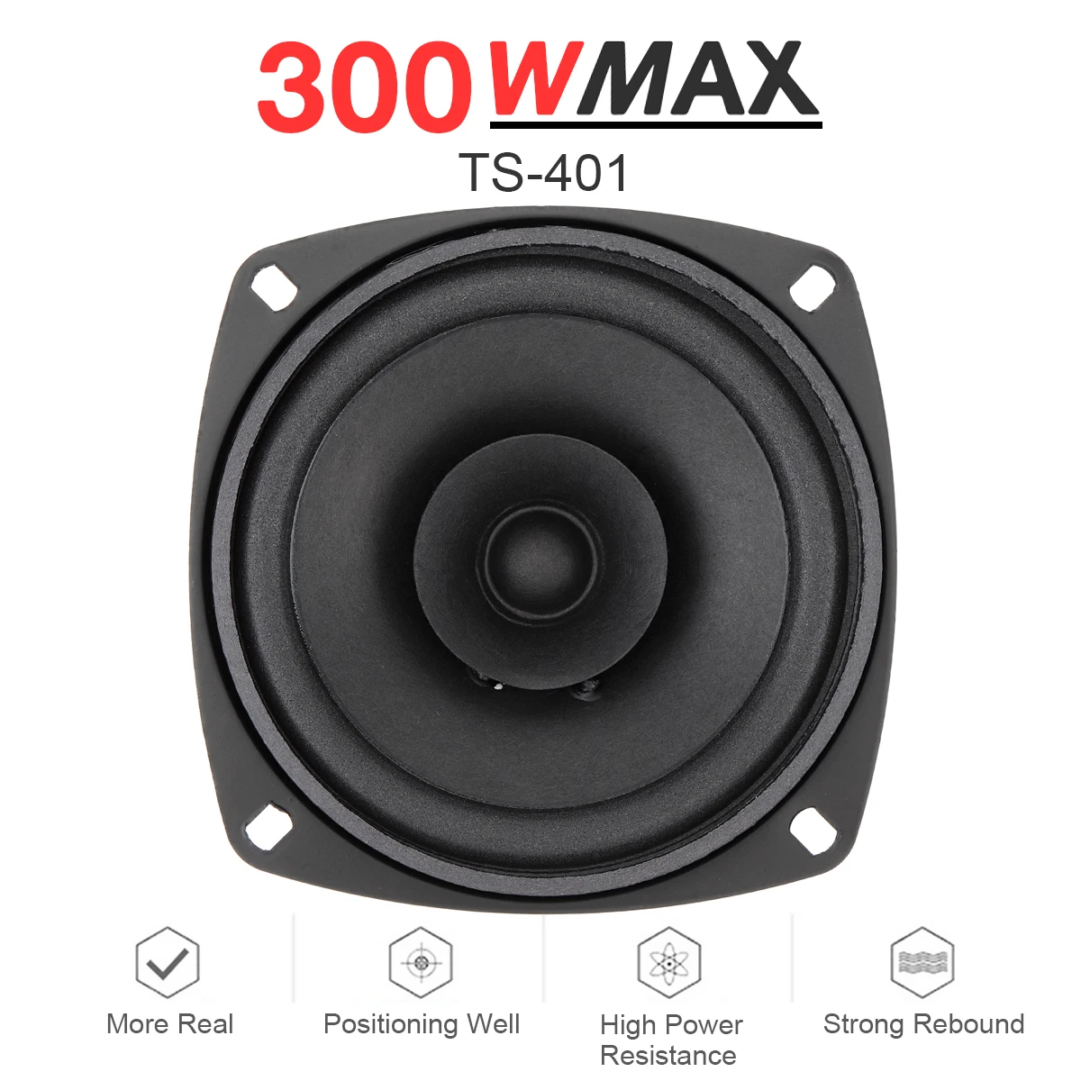 4 Inch 300W Car Coaxial Speaker High Temperature Pure Copper Silver Coil High Sensitivity High Voice Resolution