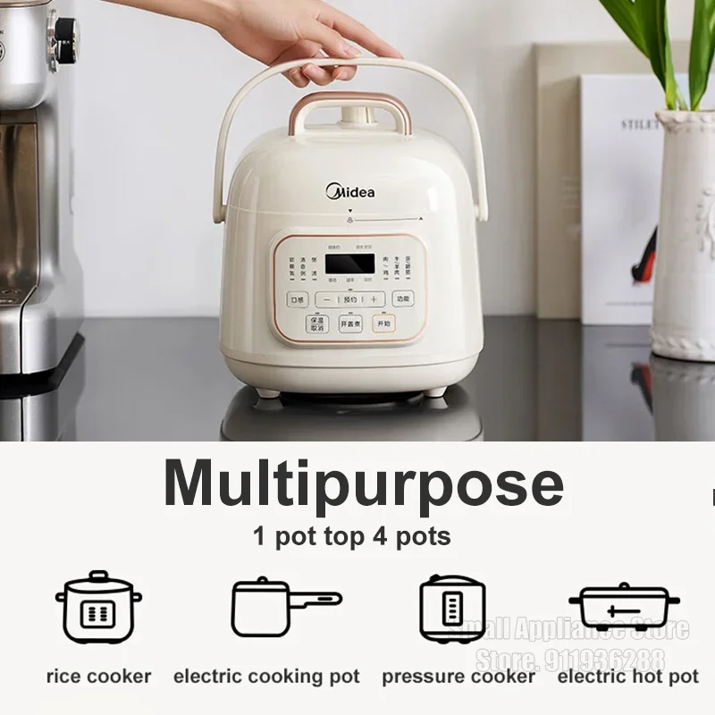 Midea Electric Pressure Cooker 1.8l Mini Portable Rice Cooker Multi-Functional Household Electric 70kpa Fast Cooking