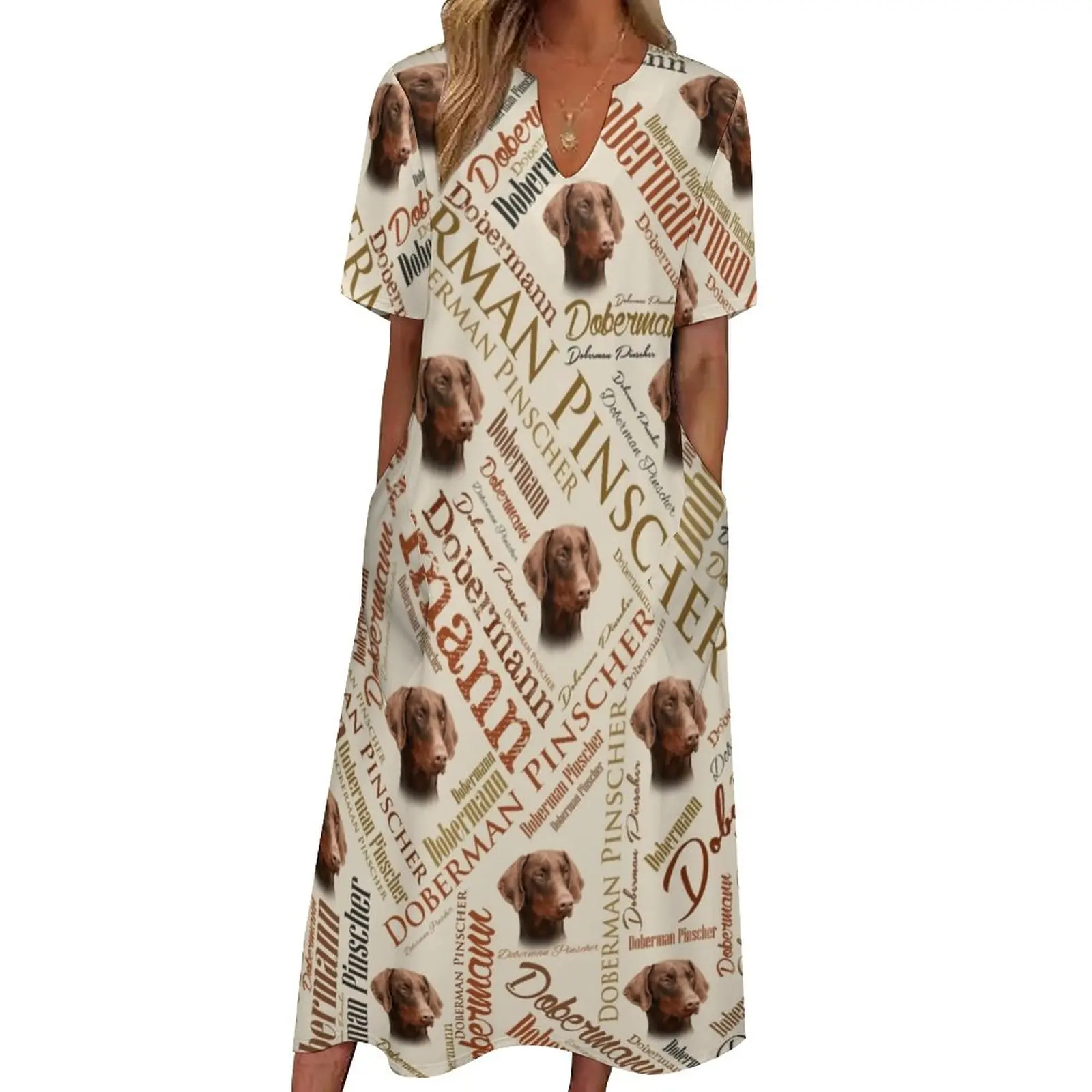 

Dobermann Word Art Dress Summer Dog Letter Print Aesthetic Casual Long Dresses Female Elegant Maxi Dress Birthday Present