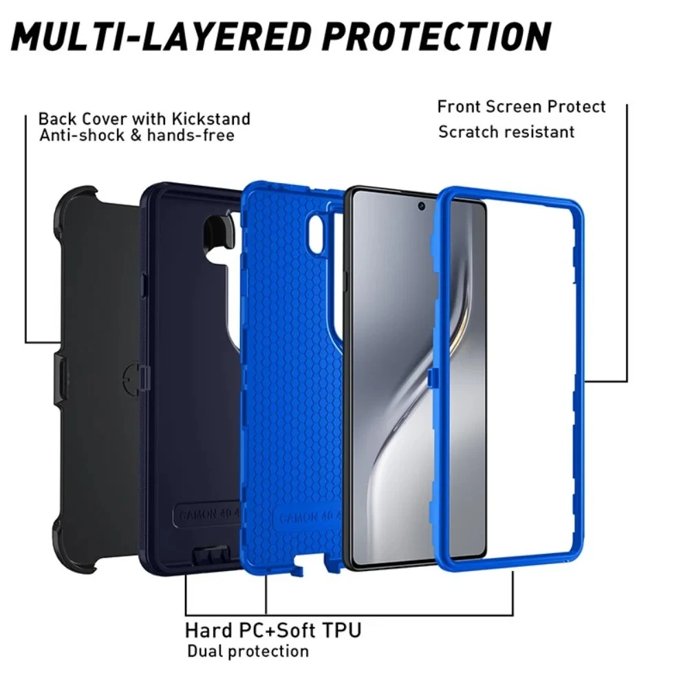 Rugged 3-Layer Protection Armor Case with Hybrid Defender Cover and Box