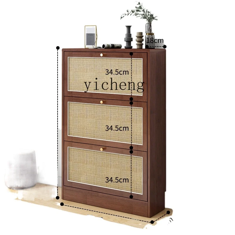 

XC Rattan Ultra-Thin Tilting Shoe Cabinet Small Apartment Home Shoe Cabinet Home Doorway Corridor