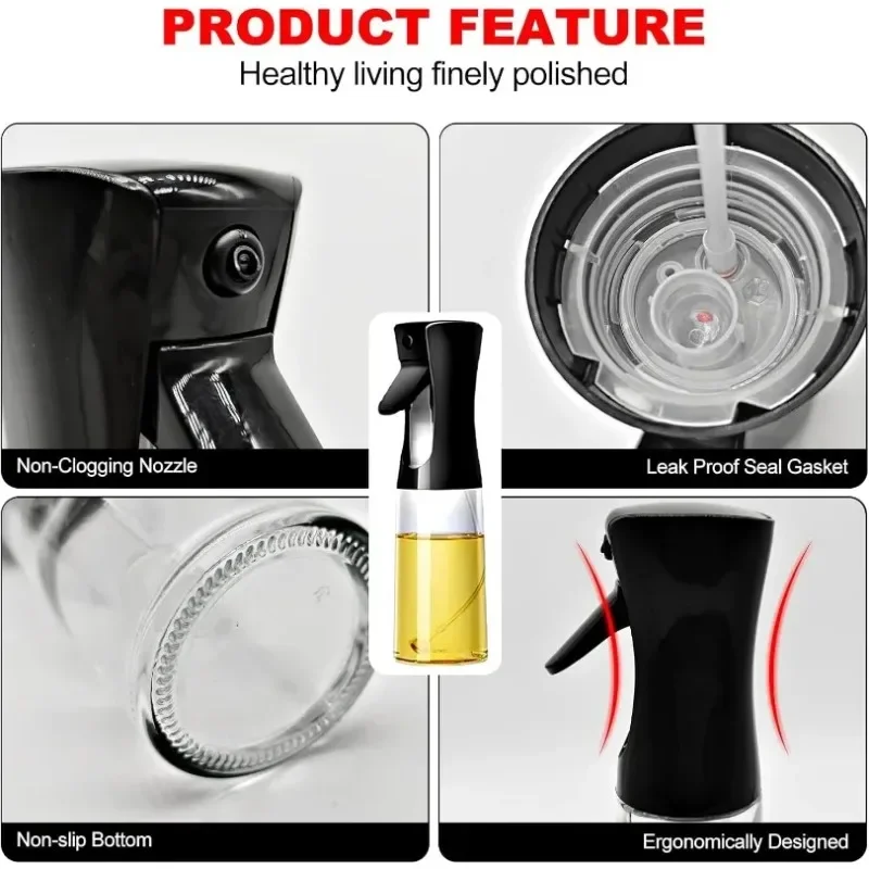 Pneumatic Oil Spray Bottle for Kitchen Precision Cooking Oil Sprayer for BBQ Olive Oil Baking & Frying BPA-Free Plastic