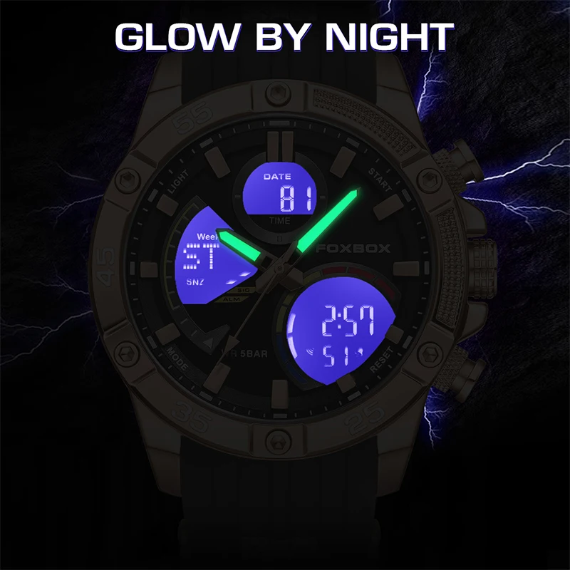 LIGE Luxury Brand New Dual Display Mens Watches LED Digital Sports Military Wristwatches Men Chrono Alarm Watch 50M Waterproof