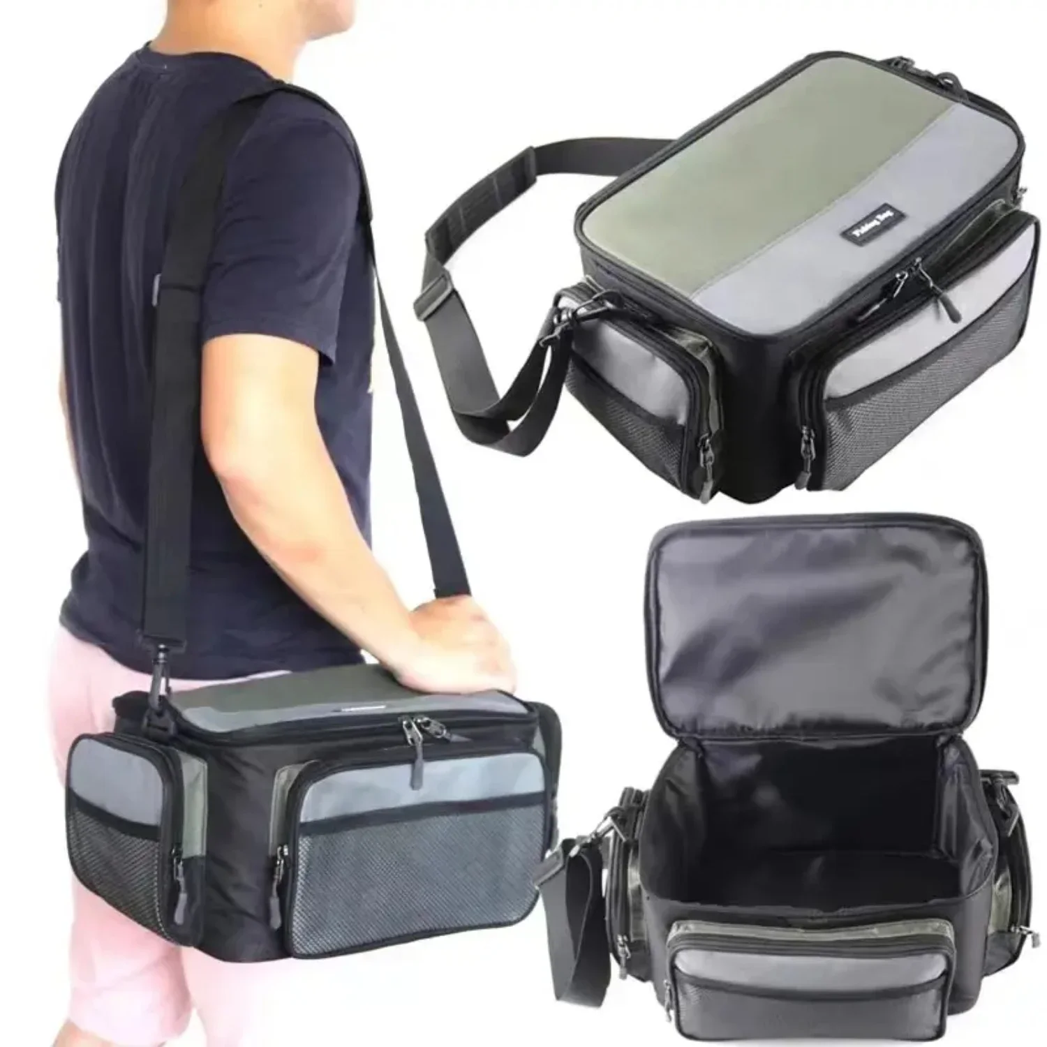Multi-Functional Luya Fishing Oxford Cloth Waterproof Wear-Resistant Fishing Crossbody Fishing Gear Fanny Pack