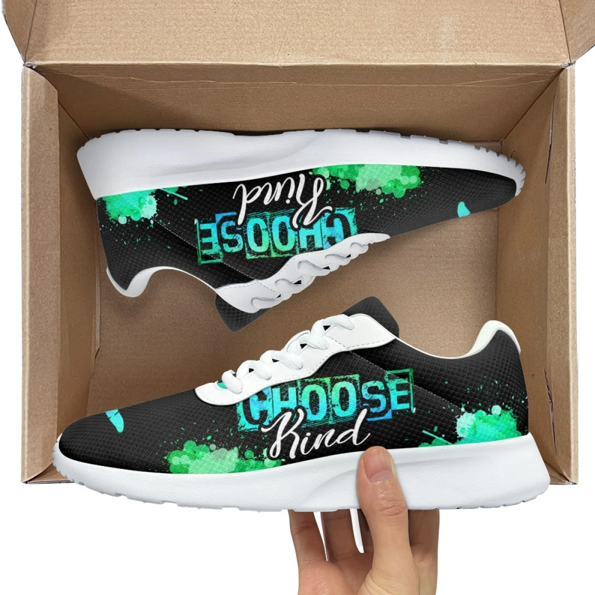 Fashion Heartbeat Love Pattern for Festival Gift Women Yoga Casual Shoe Cozy Shock Absorbing Non-slip Ladies Sneaker for Outdoor