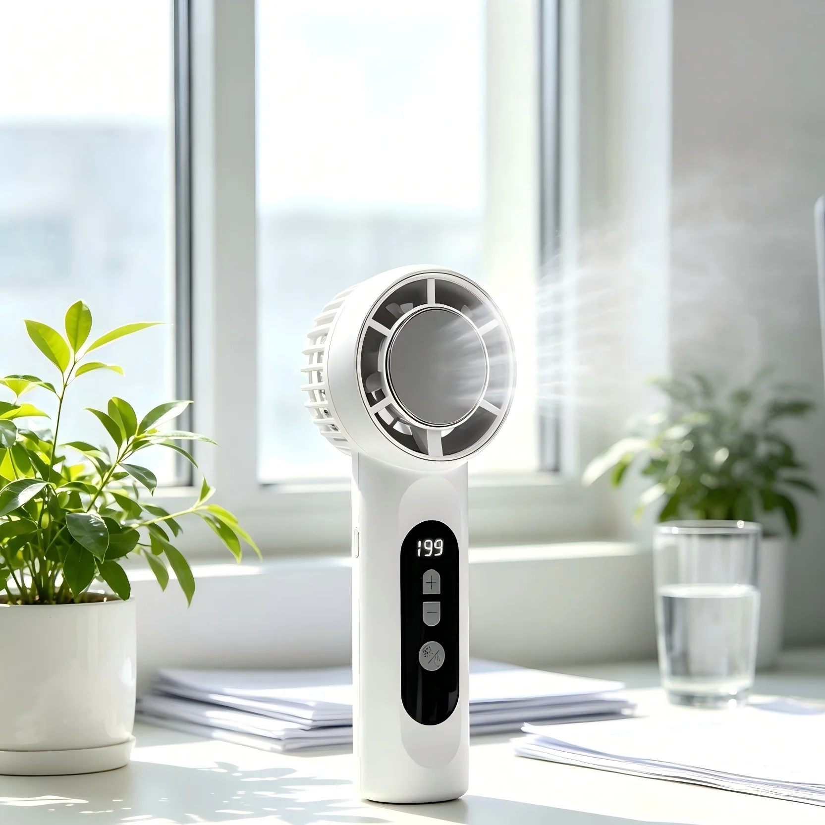 Portable Handheld USB Rechargeable Mini Fan - 199-Speed Cooling with Pocket Design for Travel, Concerts & Camping
