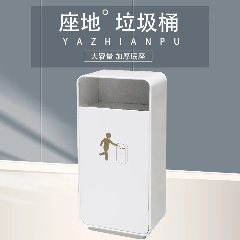 

Creative outdoor trash can commercial shopping mall real estate elevator public trash can with stainless steel liner.