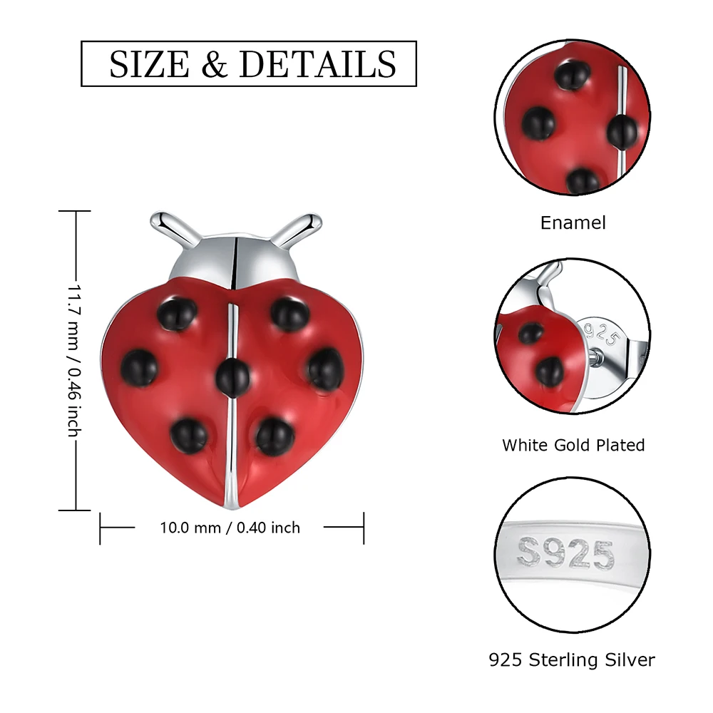 Orecchini bambina coccinella - argento Sterling 925