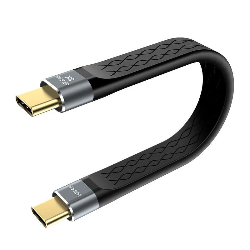 240W PD 풀 기능 플랫 USB4 타입-C 케이블 40Gbps 데이터 동기화 8K 비디오 출력 외장형 SSD용 충전 케이블