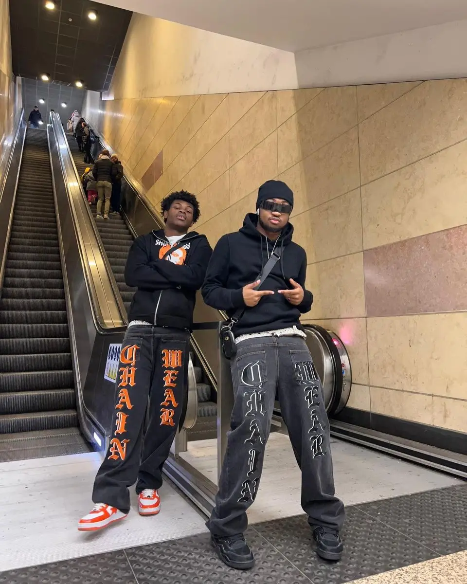 

Harajuku Hip-hop Street Print Jeans Y2k Trend Letter Black Pants Men 2023 Fashion Baggy Straight Wide Leg Trousers Streetwear