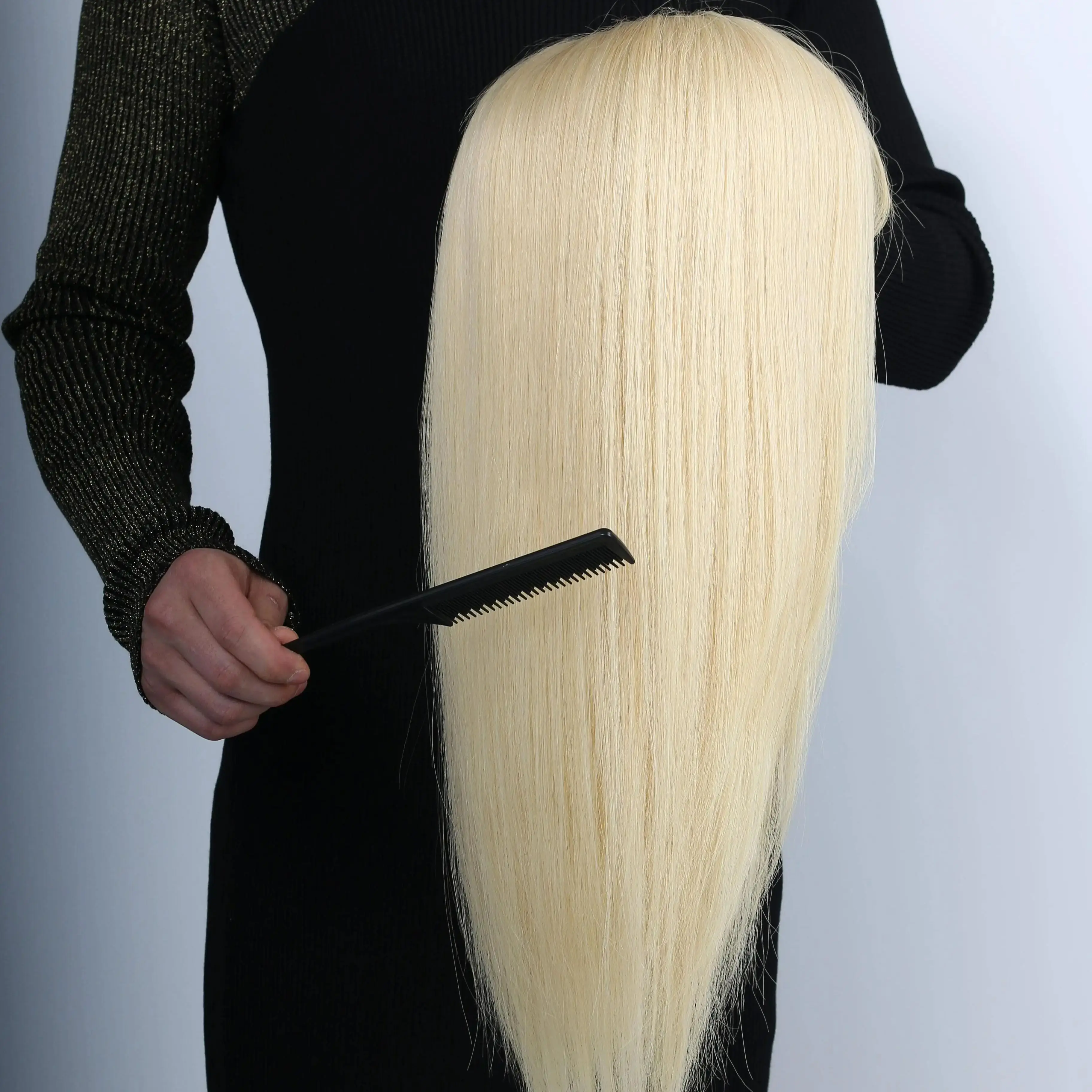  613 라이트 블론드 버진 인모 가발 (여성용) 6x6인치 실크 탑 가발, 탄성 네트 PU 마감 의료용 가발, 자연스러운 두피처럼 보이는 가발