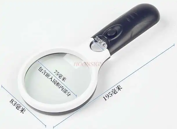 

magnifying equipment Magnifying glass with lamp LED 10 times elderly student reading handheld Qing times portable looking
