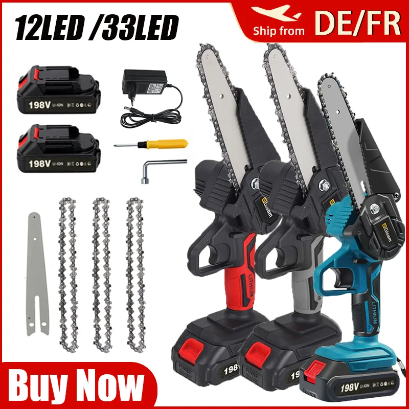 6inch Cordless Electric Chainsaw 198v/1500w Battery Pruner Chainsaw