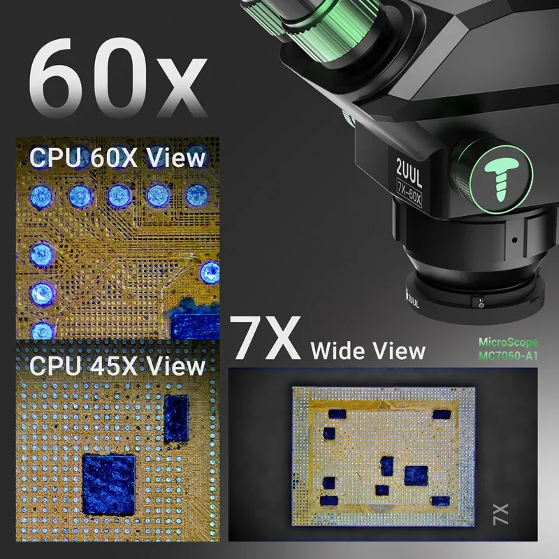 2UUL MC7060-A1 7-60X Zoom Trinocular Microscope for Mobile Phone