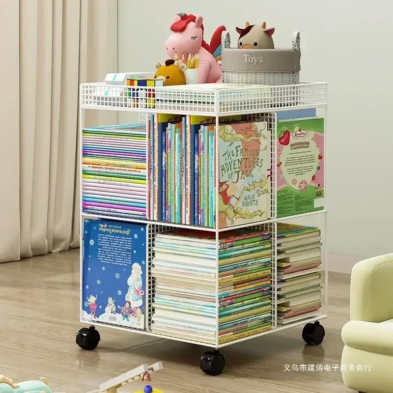 Rotating Bookshelf, Book Storage and Storage Rack By The Desk Floor ...