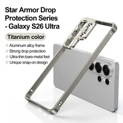 Shockproof Armor Aluminum Phone Case with Heat Dissipation and Bare Metal Feel - Galaxy S26+ (Titanium)