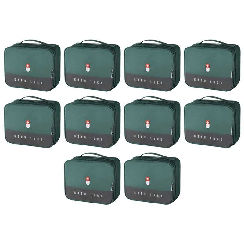 

10X Portable Storage Bag Multifunctional First Aid Kit For Hiking, Backpacking, Camping, Travel, Car And Cycling Green
