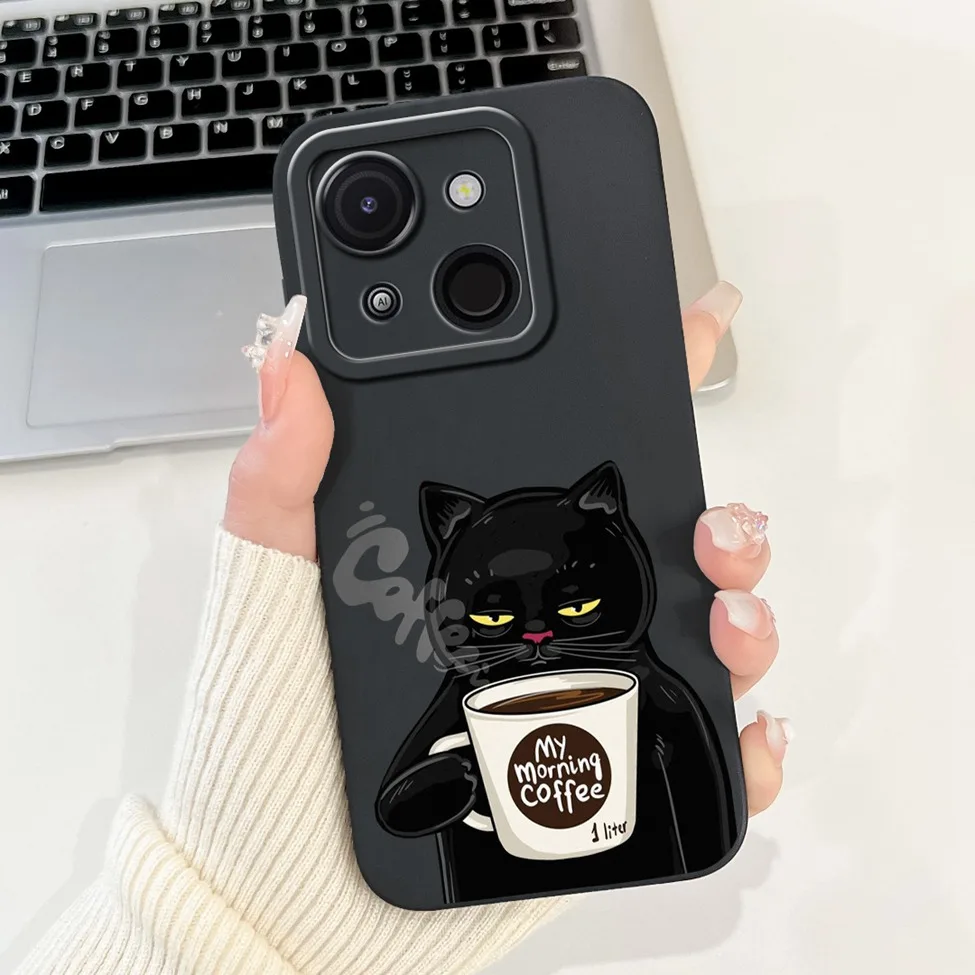 Cute Cat & Floral Silicone Phone Case - Stylish Protective Bumper
