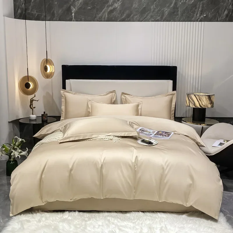 

Luxury 100s Long Staple Cotton Bedding Set Duvet Cover Pillowcase 3Pcs Single Double Queen King Quilt Cover