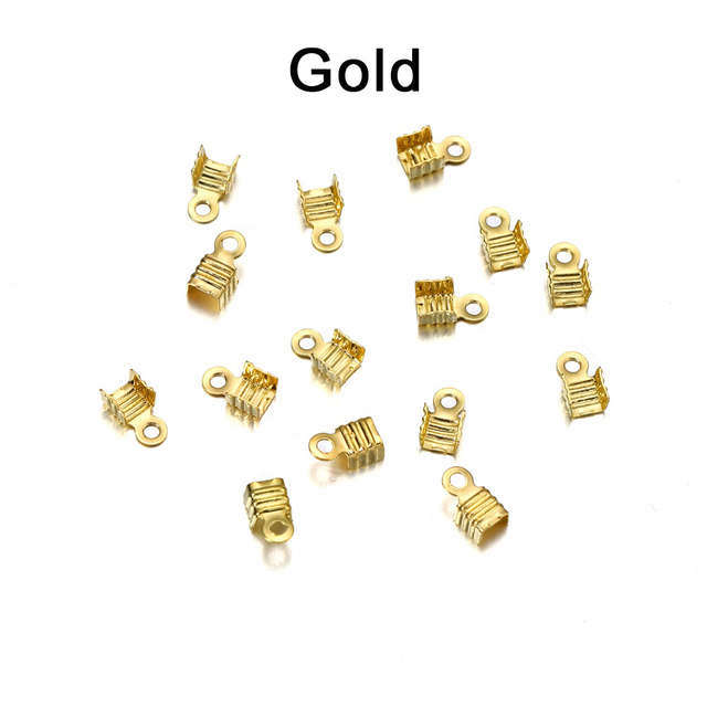 Crimp Bead Connectors Cord End Caps String Ribbon Leather Clip Foldover Cord Ends Fastener For DIY Jewelry Making Supplie