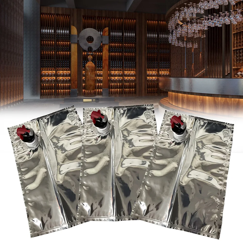 For Outdoor Events Reusable Wine Storage Pouch Wine Dispenser Bag 2L Beverage Pouch Airtight Spout Aluminum Foil Bag