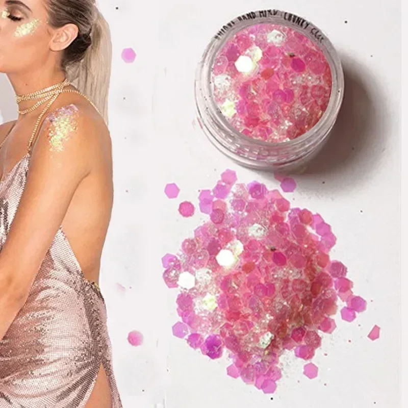 New Hybrid Sequins Glitter Round Colorful Glitter Pots Nail Face body Shadow Glitter Beauty Makeup Shinning Glitterer Powder 5