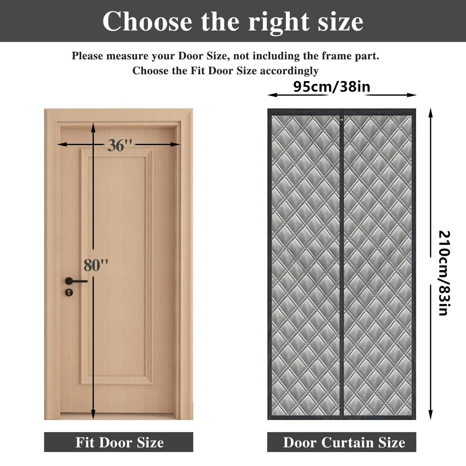 Thermal Door Cover Magnetic Closure Blanket Insulated Winter Entrance Cover For Home Kitchen Entryway Garage Patio Backyard