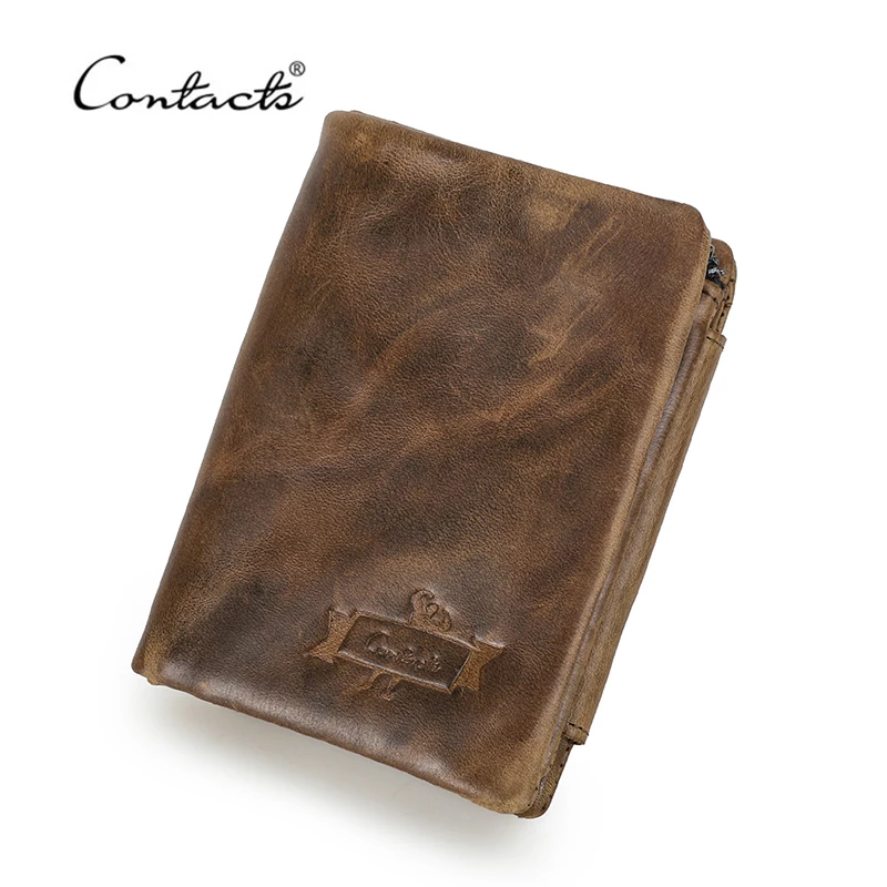 CONTACT'S männer brieftaschen aus echtem leder vintage kurze brieftasche mann dünne karte halter luxus marke männlichen kleine geldbörse portefeuille