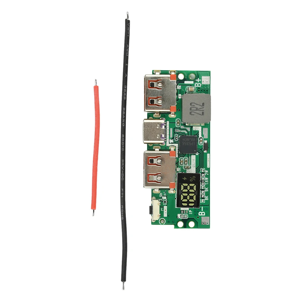 22.5W 1260110 Pil Kutusu Hızlı Şarj LED Dijital Güç Bankası DIY Kiti 20000mAh USB Tip C Pil Tutucu