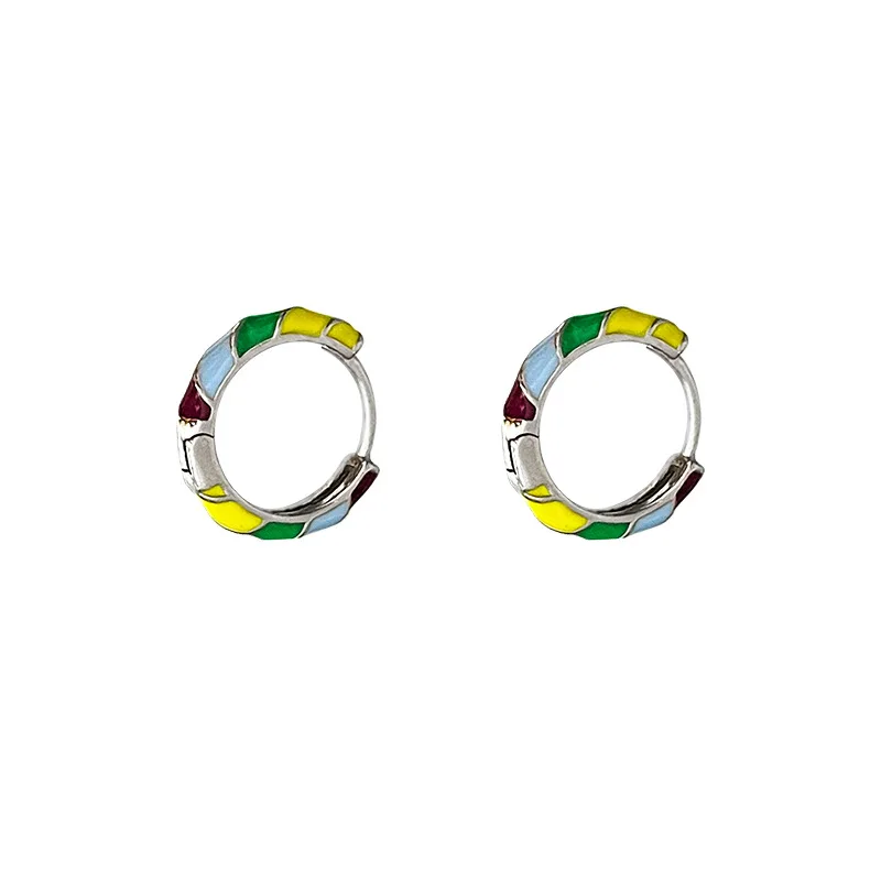 925 Sterling Silver Colorful Hoop Earrings For Women
