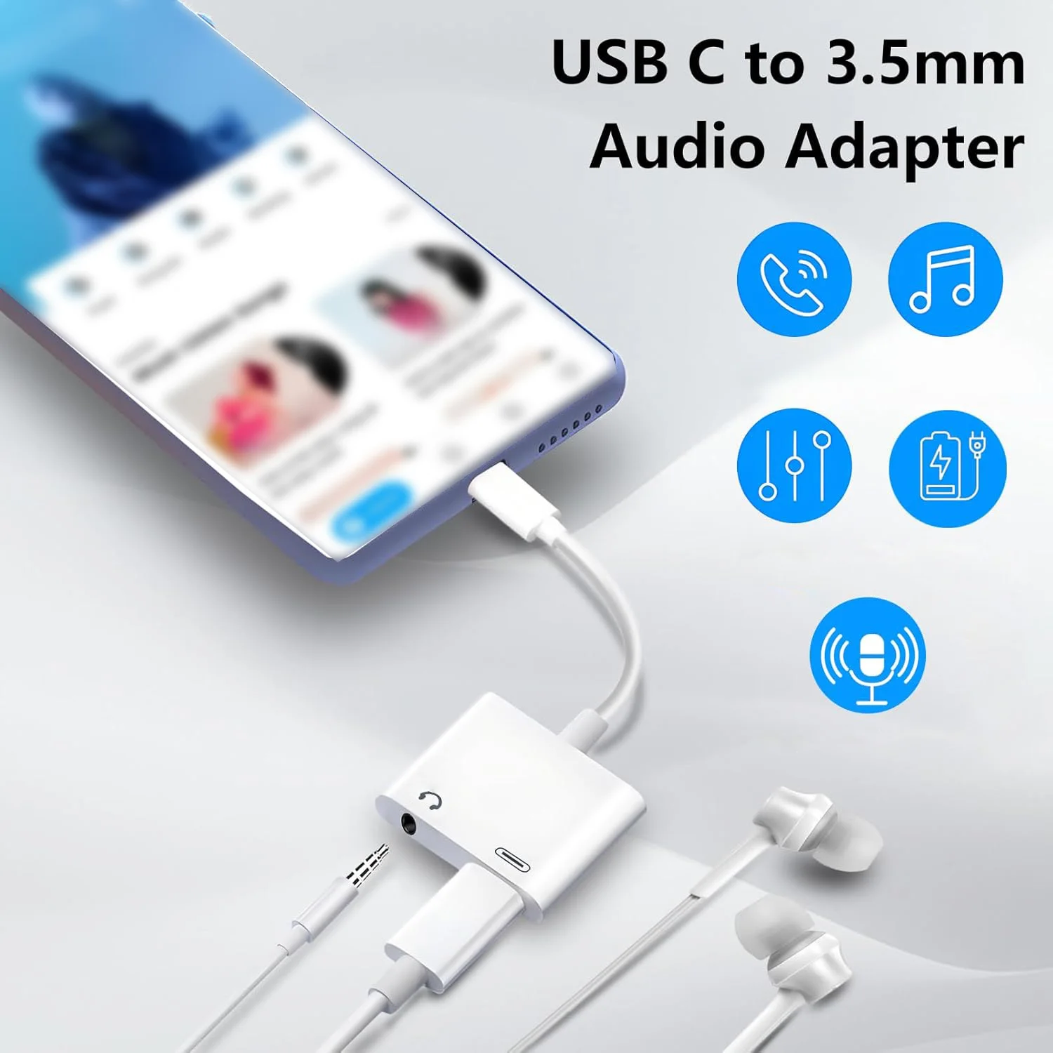 USB C-3.5mm 헤드폰 및 충전 어댑터, PD 10W 고속 충전 기능이 있는 C타입-아우크스 잭 동글 케이블 어댑터