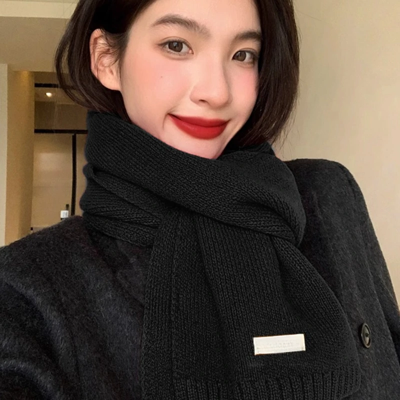 2024 New Knitted Red Scarf Women Winter Simple Classic Solid Color Wraps Men Couple Scarf New Soft Warm Thermal Wool  Muffler 2