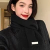 2024 New Knitted Red Scarf Women Winter Simple Classic Solid Color Wraps Men Couple Scarf New Soft Warm Thermal Wool  Muffler 2