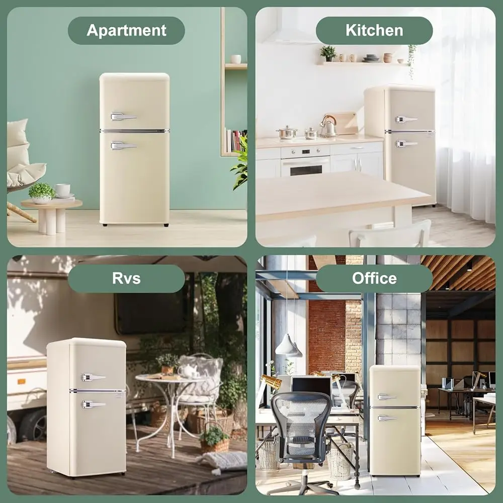 Mini Fridge With Freezer, 3.2 Cu.Ft Mini Fridge, Retro Small Refrigerator With Adjustable And Removable Double Doors, Suitable 6 Mini Fridge With Freezer, 3.2 Cu.Ft Mini Fridge, Retro Small Refrigerator With Adjustable And Removable Double Doors, Suitable 6
