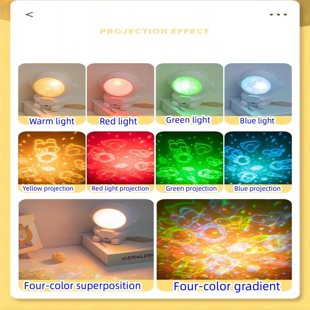 Robo Astronaut Projector Lamps Starry Sky LED Night Light USB Rotate Lights Christmas Decoration Lamp Bedroom Decor Kids Gifts 6