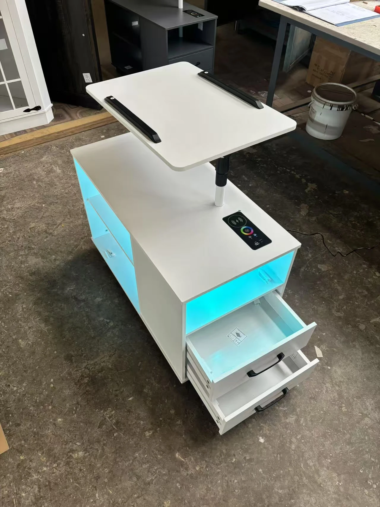 JDPAG Nightstand with Wireless Charging Station and Auto Senor,RGB Bedside Table with 360&deg; Adjustable Rotary Table
