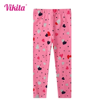 VIKITA 2025 Nuovi Costumi Estivi Pantaloni Regali Abbigliamento per Bambini Bambini Cotone Casual a Forma di Cuore Stampa Leggings Rosa Pantaloni Pantaloni 1