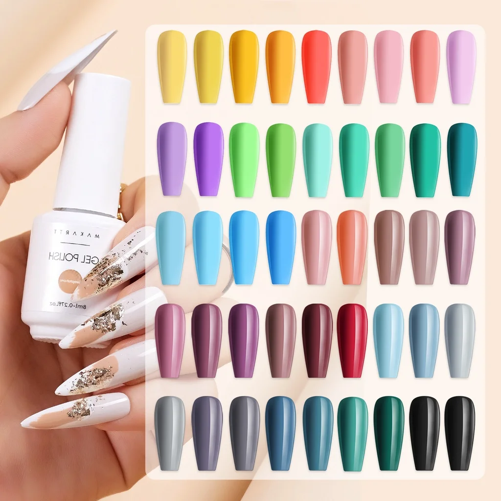 Makartt Gel Nail Polish Kit- 22 Pastel Gel Nail Yellow Pink Red Blue ...