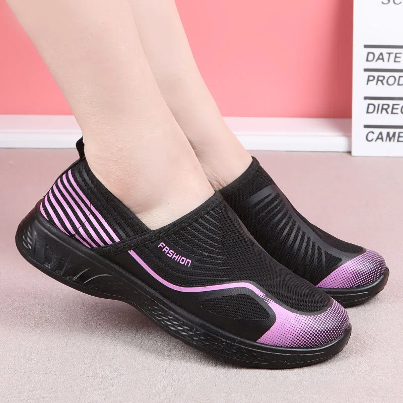 

Демисезонные женские кроссовки Мягкая вязаная ткань, спортивная обувь для йоги, фитнеса, эластичные слипоны, прогулочная обувь, обувь для бега на открытом воздухе