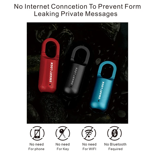 Mini Fingerprint Padlock USB Keyless Luggage Lock Electronic Lock Smart Biometric Fingerprint Door Lock Quick Unlock For Travel 2