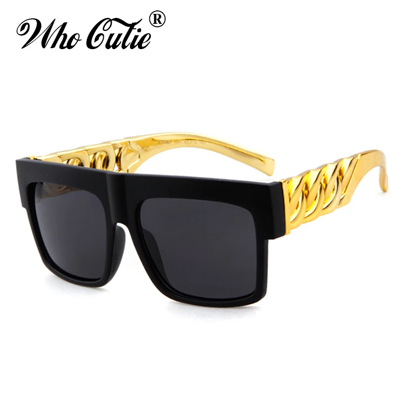 Hip Hop Sunglasses Fashion Gold Metal Chain Square Sun Glasses Celebrity  Luxury Brand Designer Women/Men Shades UV400