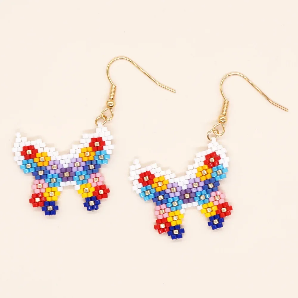 

Rice bead earrings Heart-shaped Circles Hand knitted Bohemian Fashion Minimalist Personalized Butterfly Alloy Beaded earrings