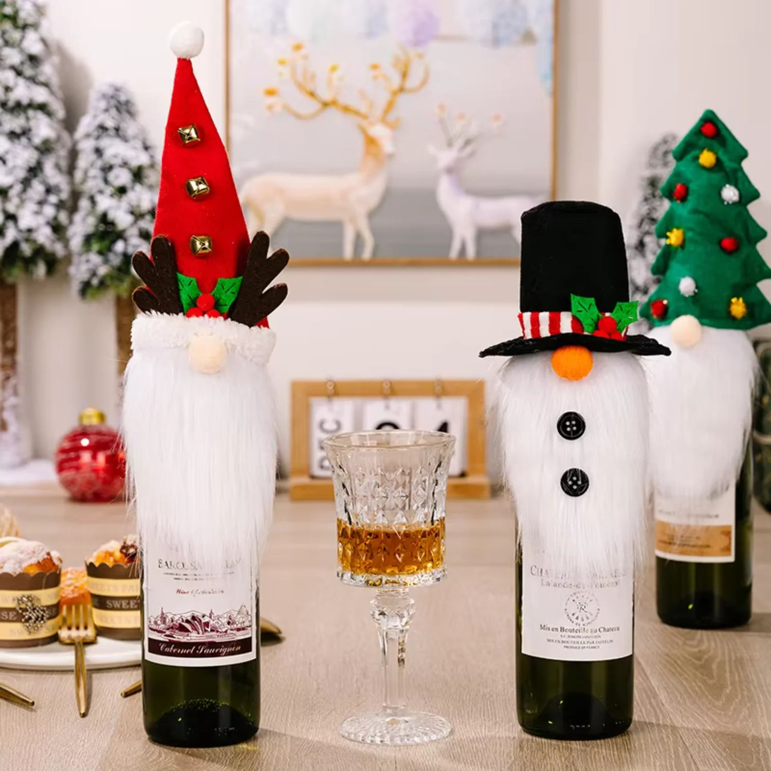 Christmas Tree Wine Bottle Covers Set Christmas Topper Wine Cap for