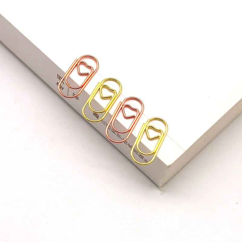 50pcs Mini Love Heart Paper Clips Kawaii Notebook Binder Clips Journal Planner Bookmarks Tickets Photo Clamp Office Supplies paper clips binder clips metal clamp clips book clips mini bookmark
