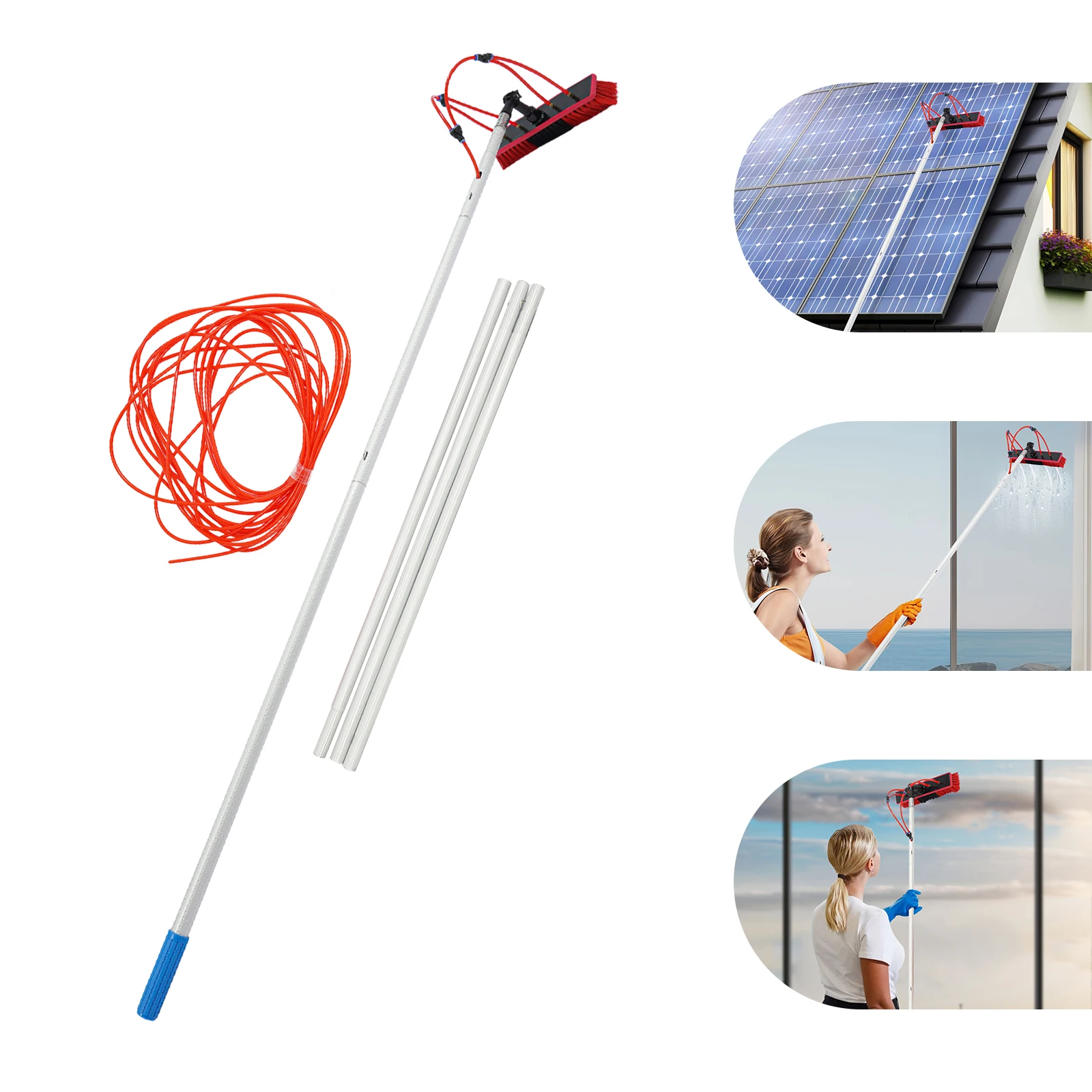 5 m Solarpanel-Reinigungsbürste, verstellbares Stangenreinigungsset, Solarpanel-Reinigungsstange und Fensterwaschausrüstung für den Außenbereich – Detail 7