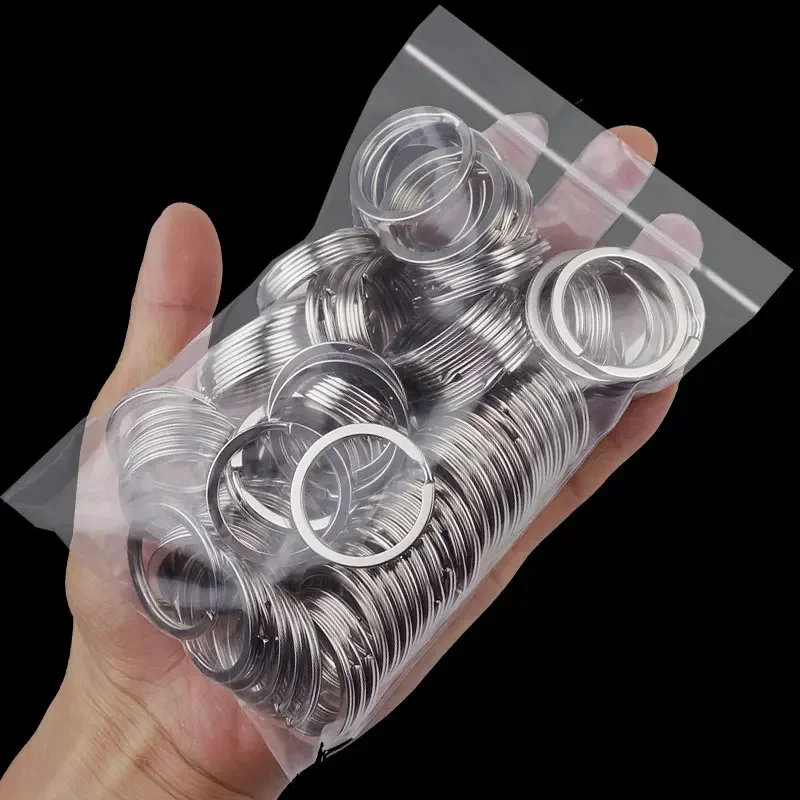 Car Stainless Steel Key Rings Round Flat Line Split Rings Keyring for Jewelry Making Polished Keychain DIY Findings 10-50pcs