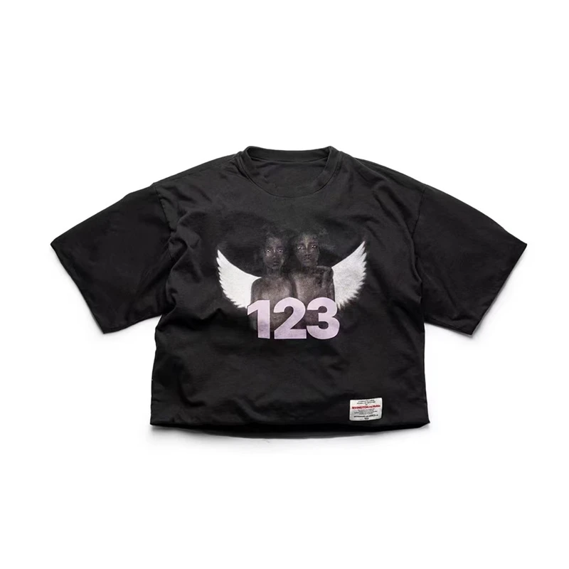 

Summer RRR123 Logo T Shirt Men Women 1:1 Best Quality RRR-123 Angel's Wings Oversize Washed T-shirt Harajuku Anime Tops Tee