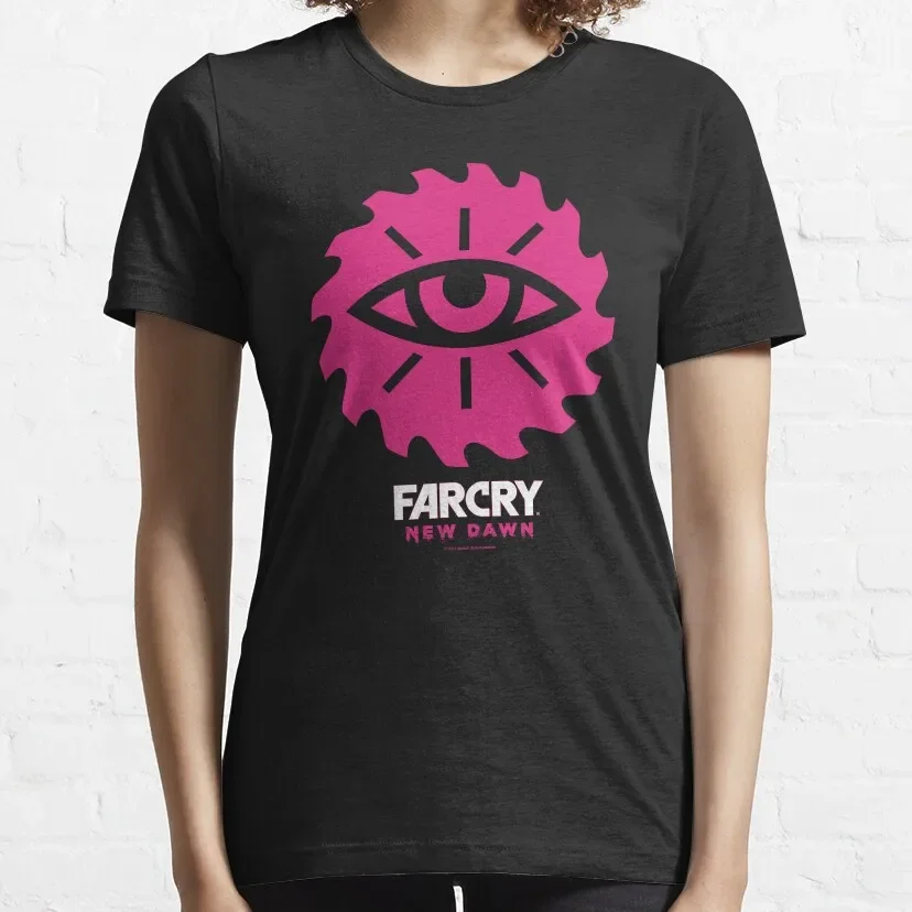 Far Cry: New Dawn Pink Saw Blade Logo Stampato Girocollo Cartoon T-Shirt Confortevole Unisessuale A Maniche Corte Casual Top