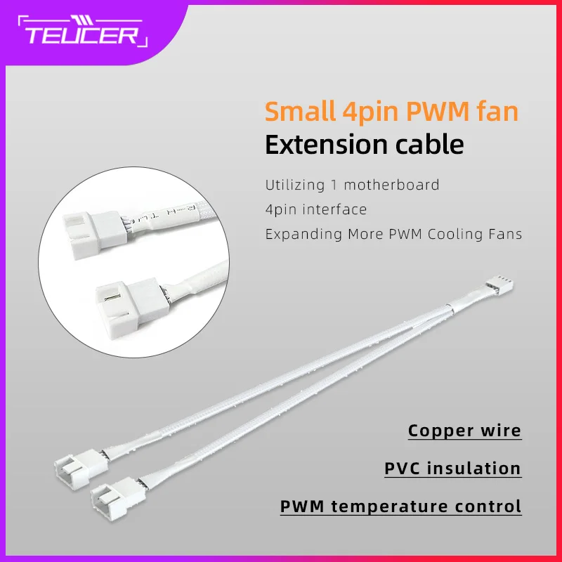 Teucer Pwm 4Pin Fan Extension Splitter Hub Cavi Scheda Madre Cpu 4 Pin Y Splitter Cable Fan Pc Case Fan Extension Adapter